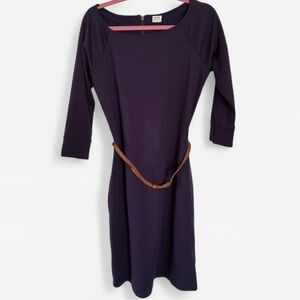 Esprit Purple Dress with Leather Belt Large NWOT